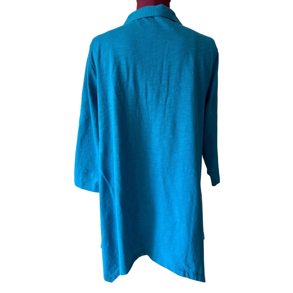 Soft Surroundings Tunic Danielle 3/4 Sleeve NWOT Button Front Teal Blue Large - Picture 3 of 10